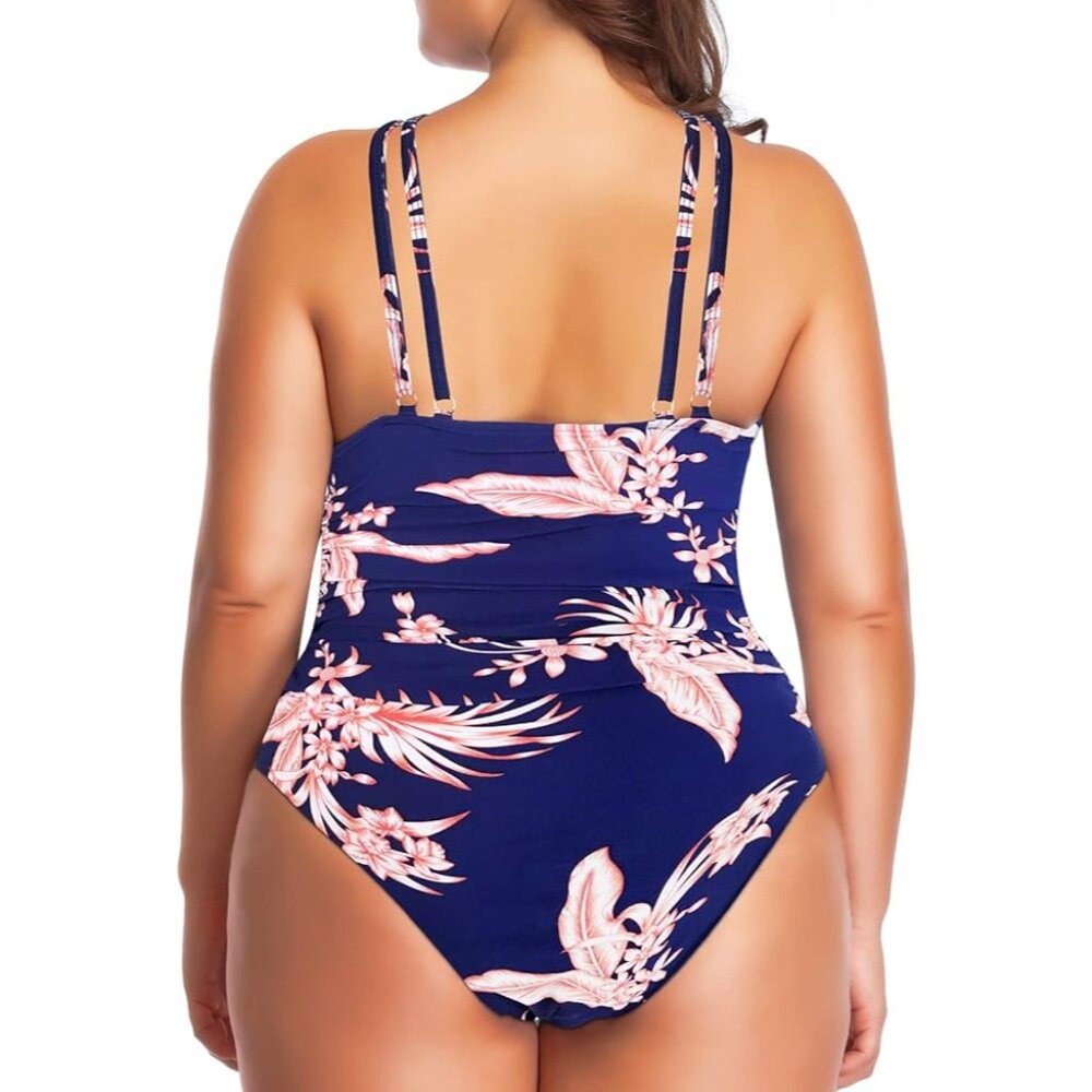 YOU DI AN Women's Swimsuits Plus Size Tummy Control Full Swimsuit - Size 5XL - Picture 2 of 8